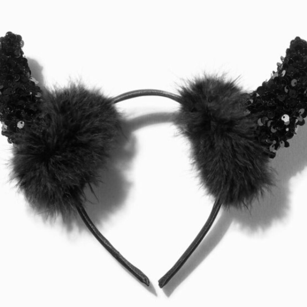 Black Sequin Devil (Horns, Skeletal Bracelet, Spider Earrings & Bracelet) - Picture 2 of 5